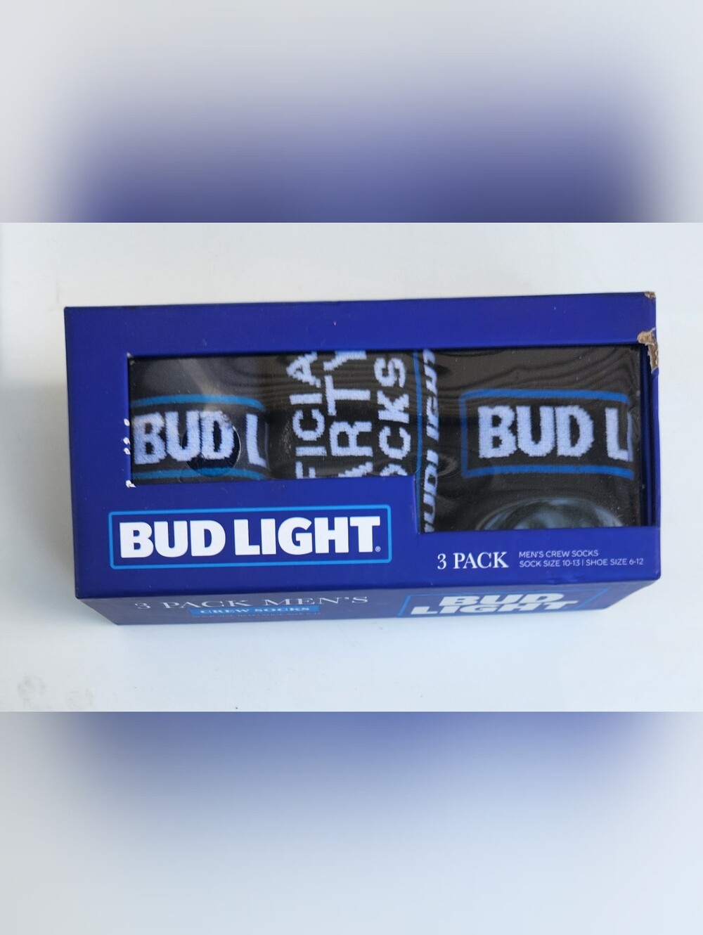 Bud Light Official Party Men’s Crew Socks 3-Pack - Blue & Black